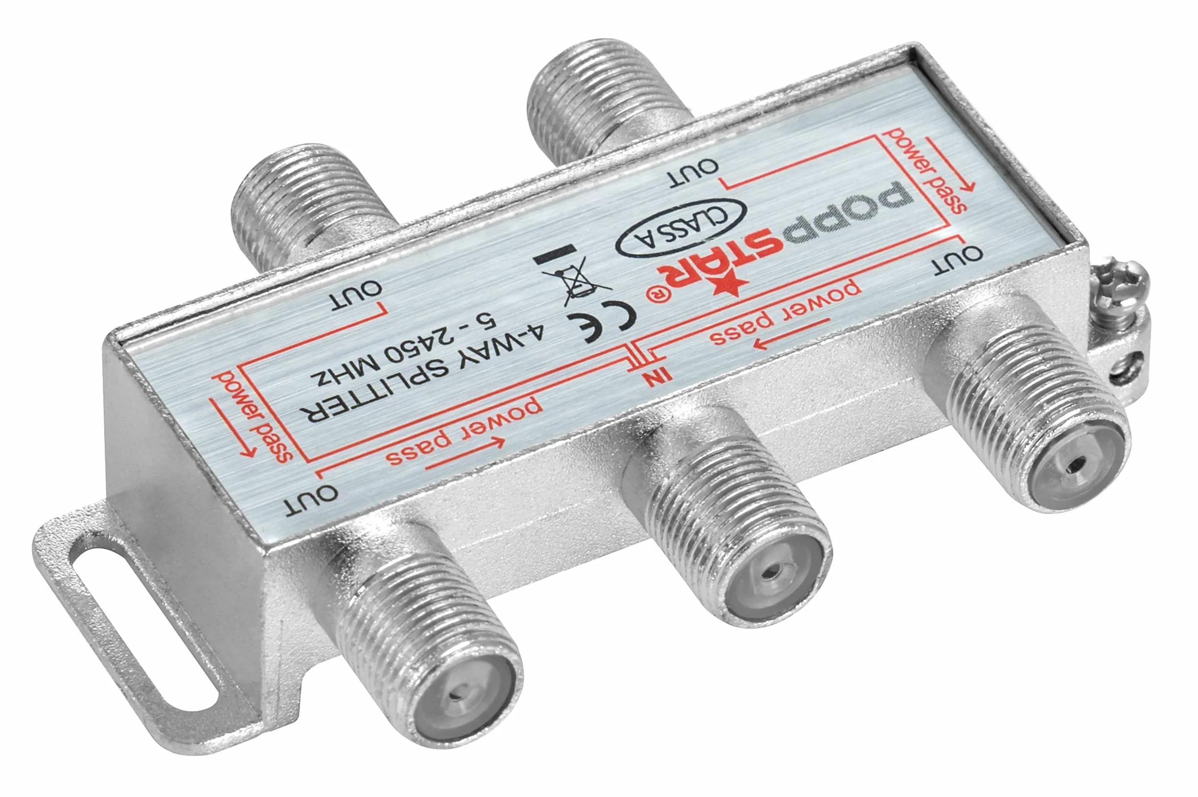 Poppstar Satellite Splitter TV de 4 Salidas (Adecuado para análogo, Digital, unicable, HD, 4K), Mezclador satelite para Cable, TV, Radio, LNB