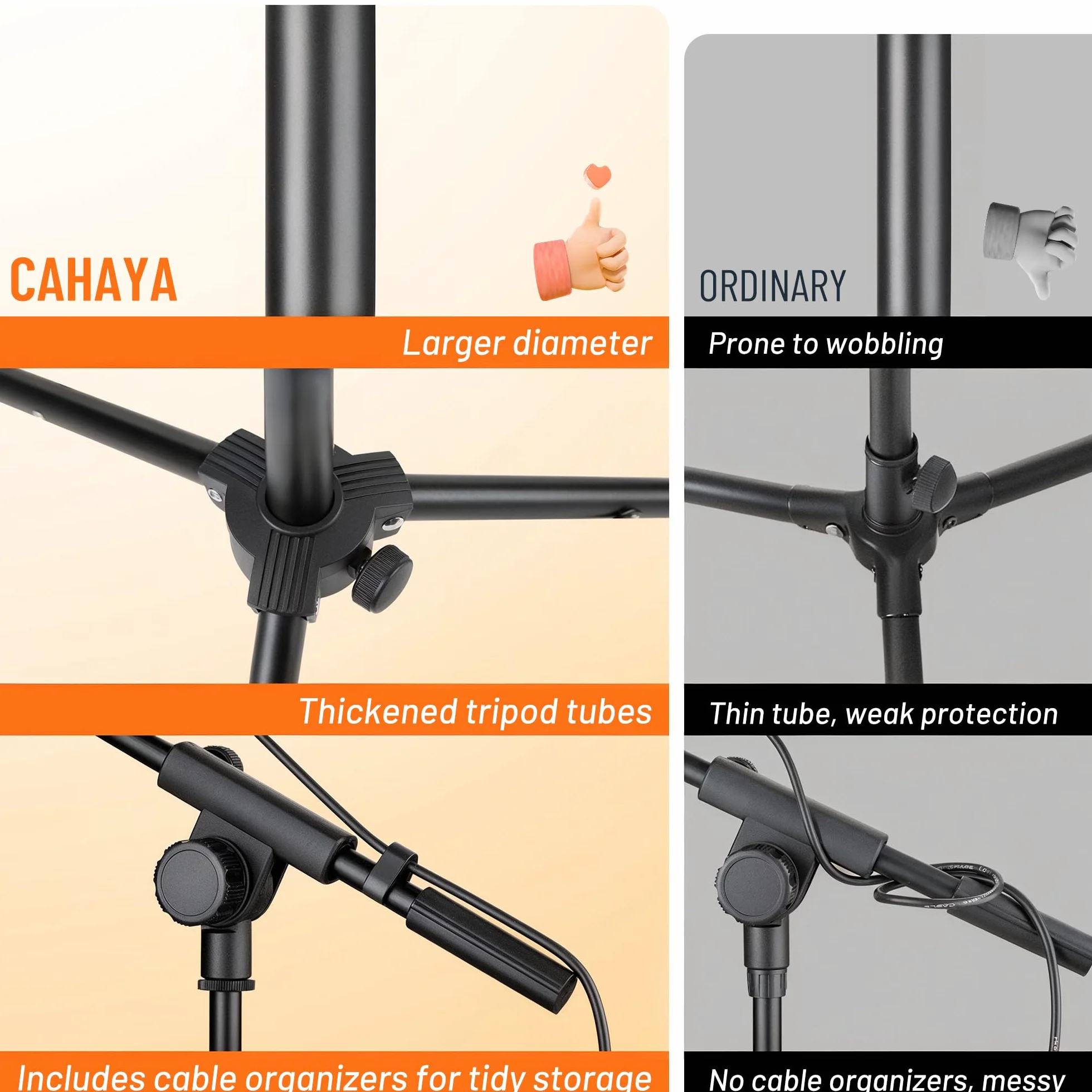 CAHAYA Soporte de Micrófono con Brazo con Dos Pinzas para Microfonos Pie de Micrófono Plegable y Ajustable de 64-158cm para Conciertos Videoconferencias Escenarios