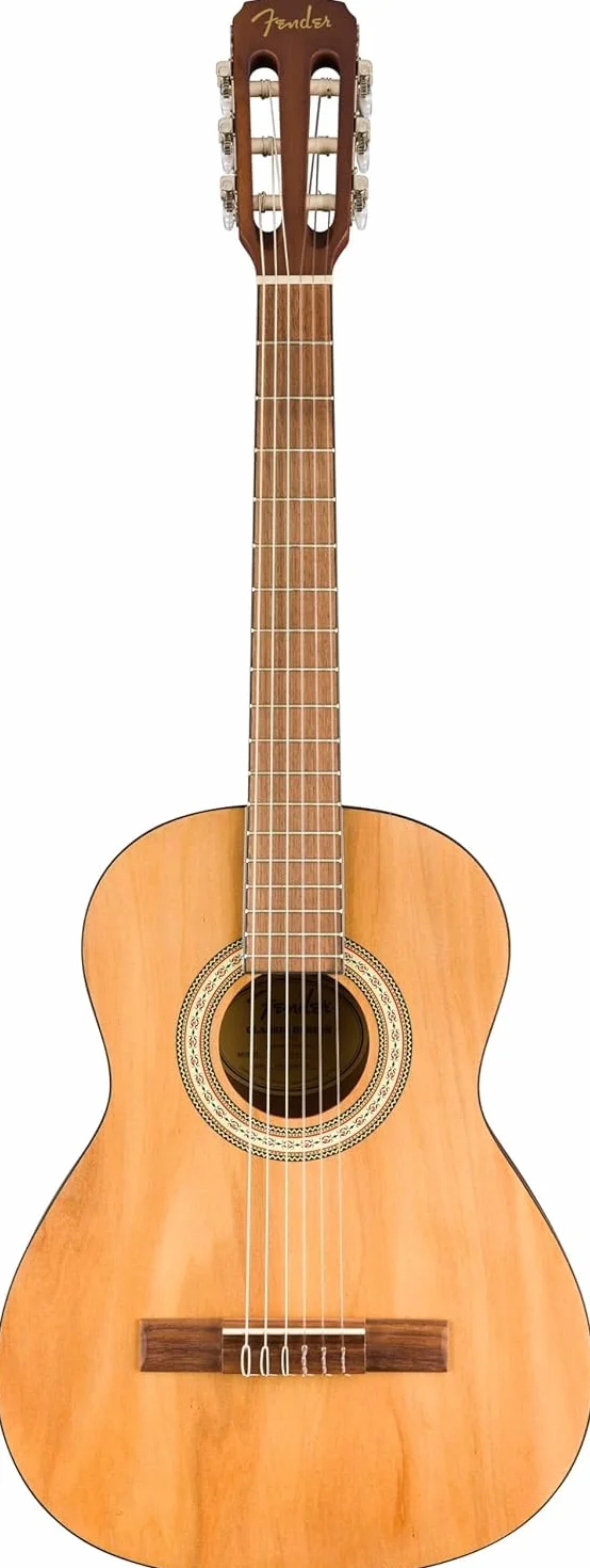 Fender Classic Design CN-25 de cuerdas de nylon, diapasón de nogal escala corta, guitarra acústica clásica tamaño 3/4, natural. Ideal para principiantes