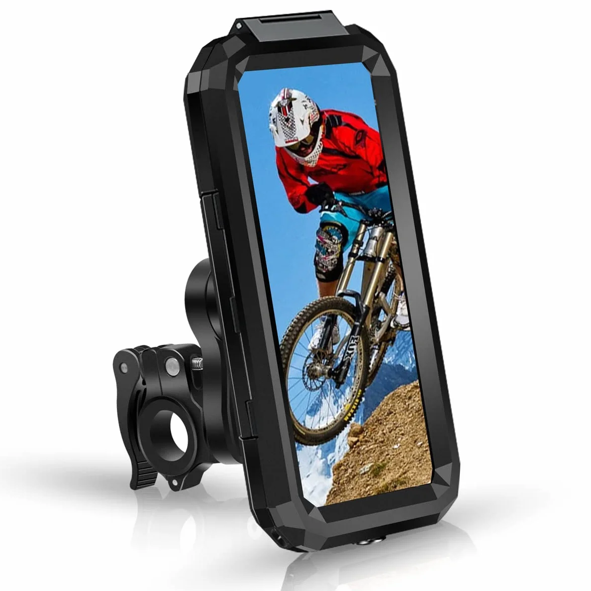 Soporte Movil Moto Impermeable 360°Rotación Universal Soporte Movil Bicicleta Desmontable con Pantalla Táctil, Anti Vibración Soporte para Telefono Movil de Motocicleta para 5.5"-6.8" Movil (L)