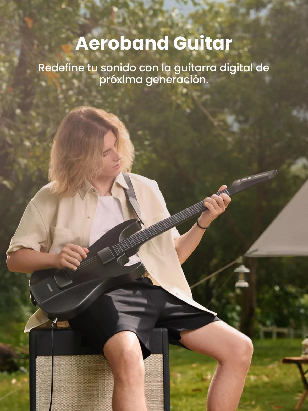 AeroBand Guitarra Eléctrica Acústica Sin Cuerdas, Innovadora Guitarra de Viaje para Principiantes, Entusiastas, Adultos, Regalo
