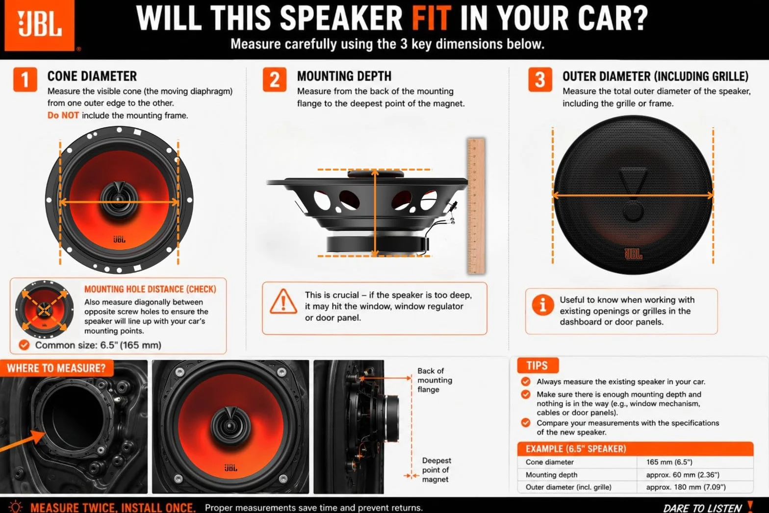 JBL Stage1 62F Gen2 Altavoces coaxiales 2 vías 6,5 Pulgadas 50 W RMS 400 W Pico 4 Ω