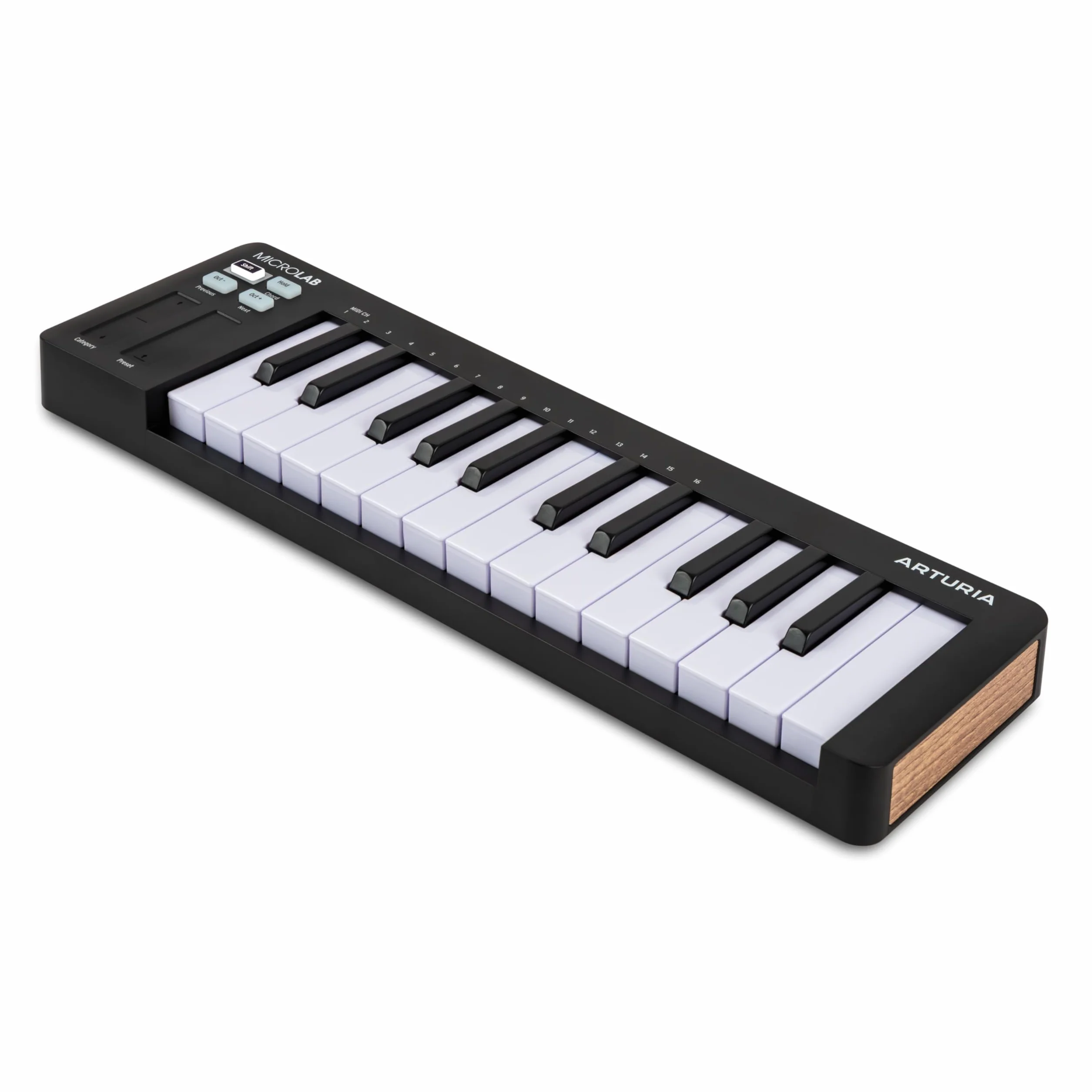 Arturia MicroLab MK3 - Teclado compacto de 25 teclas sensible a la velocidad para controlador MIDI, Bandas táctiles dobles, Modo Acordes, Entrada pedal sustain - Negro