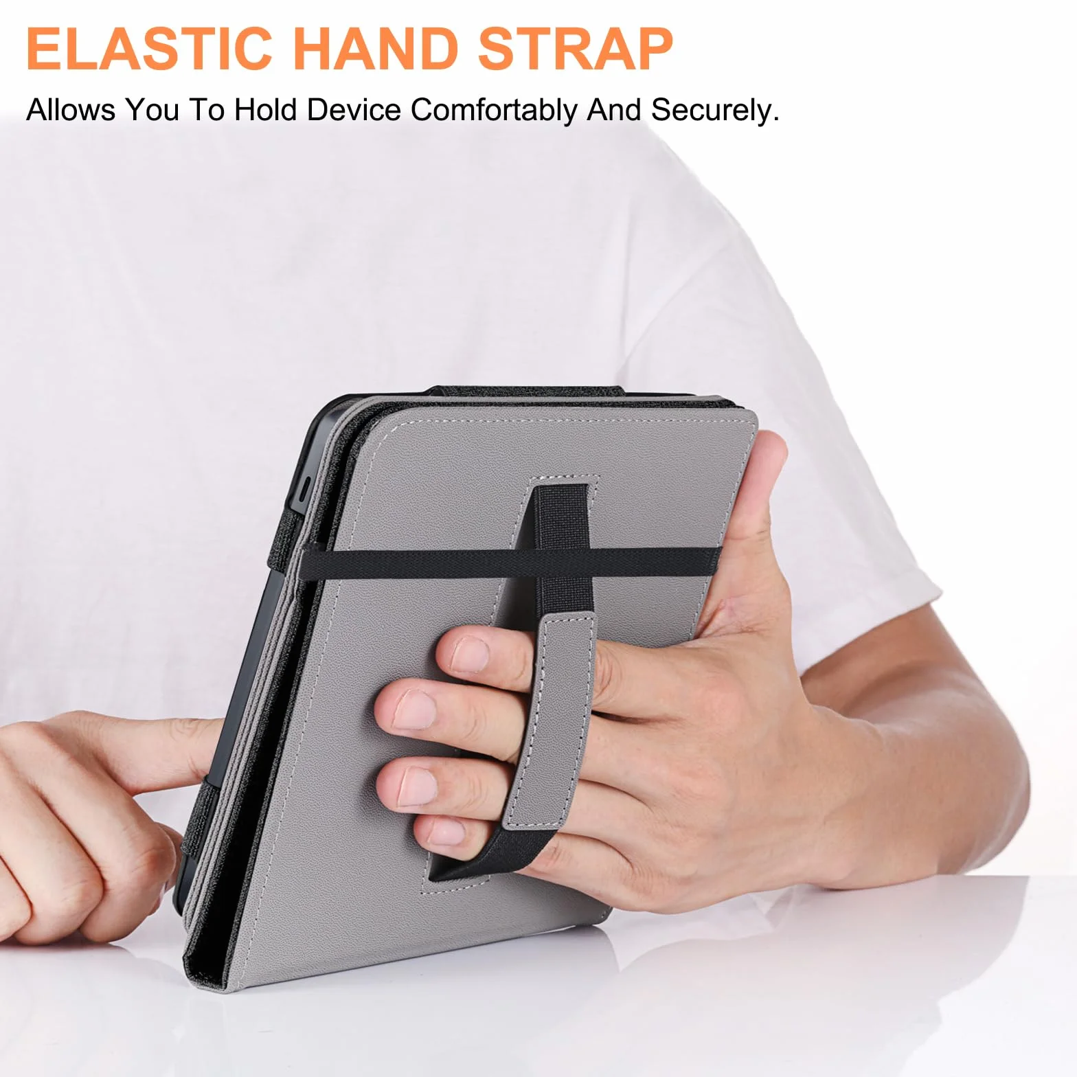 Para Kobo Libra Colour Funda con Soporte para Bolígrafo y Correa de Mano, Negro