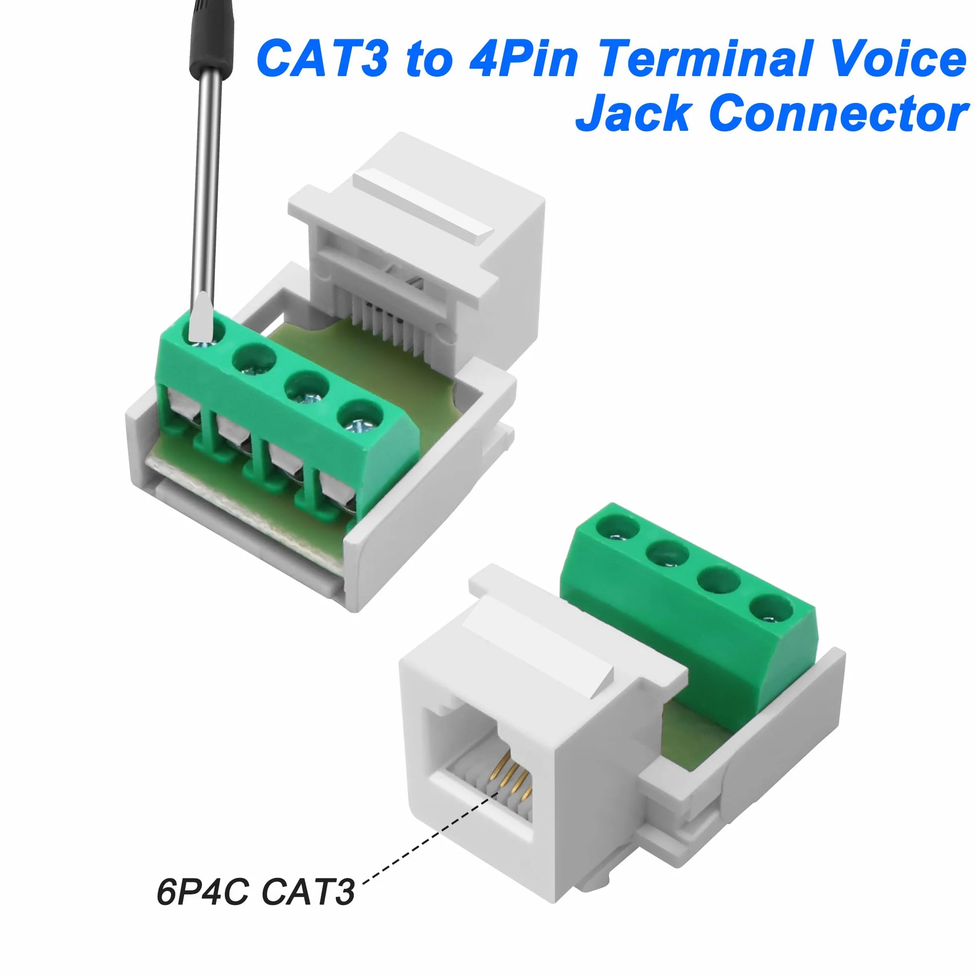 Módulo de teléfono CAT3 RJ11 6P4C hembra a 4 pines, adaptador de terminal, conector de línea telefónica - 5 unidades