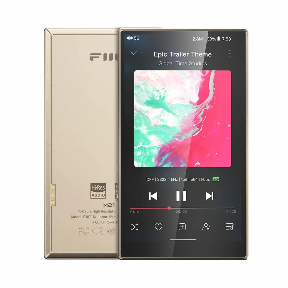 FiiO M21 Android 13 Reproductor de música portátil MP3 Snapdragon 680 4* CS43198 DAC Chips de Audio de Alta resolución DSD Bluetooth LDAC (Titanio Dorado)