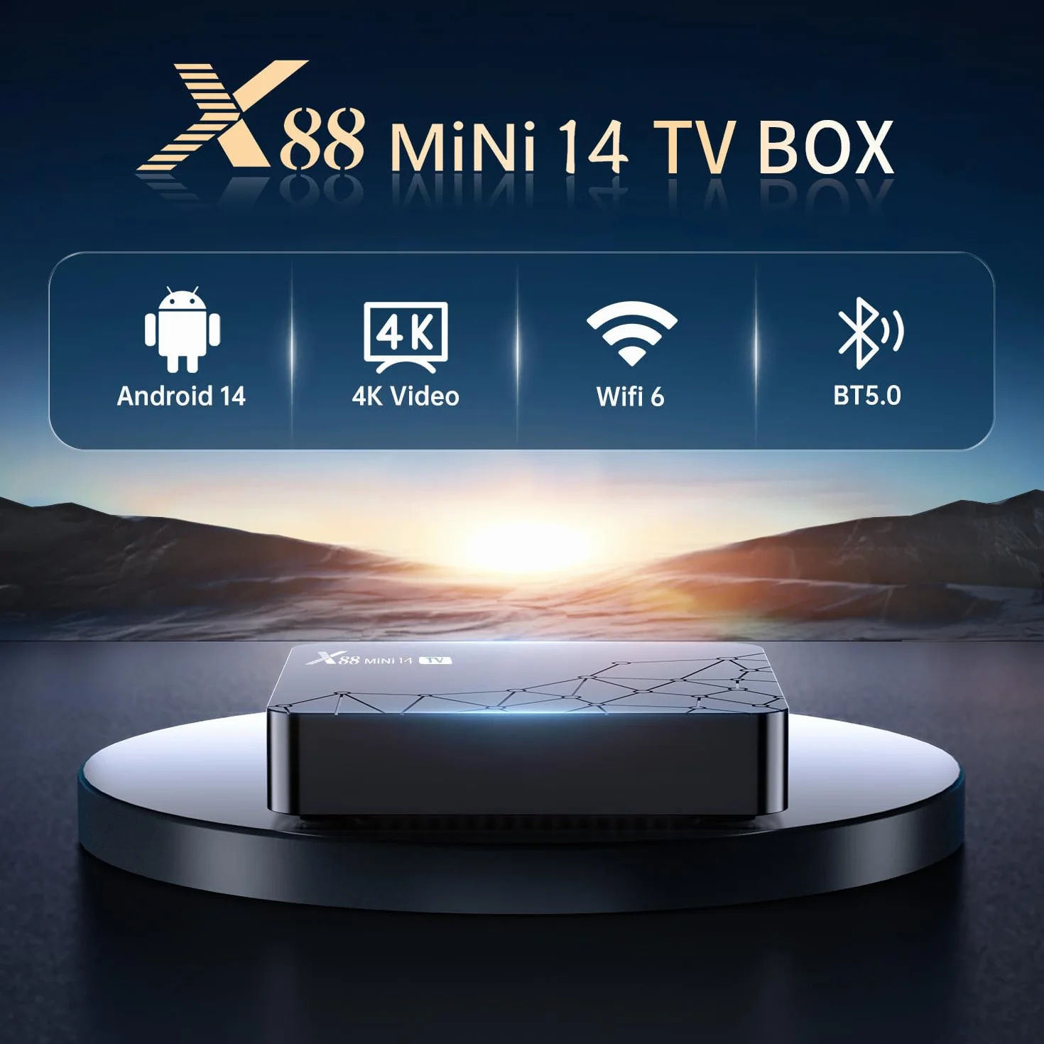 Android TV Box 4K HDR10 RK3518 Quad-Core 14,2GB RAM 16GB ROM WiFi 6 Bluetooth 5.2 Control por Voz