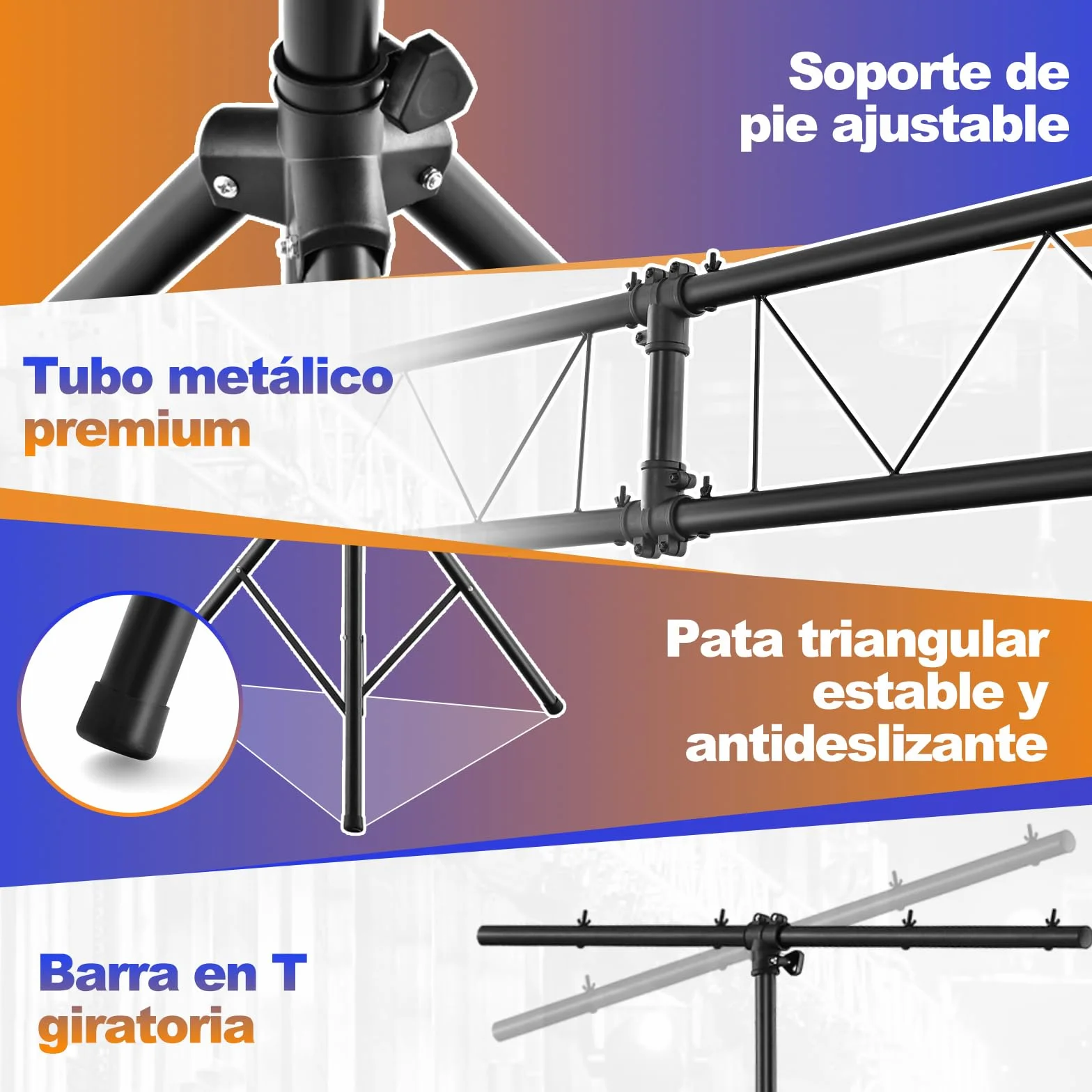 COSTWAY Soporte de Luz Profesional de Metal, Ajuste de Altura 180-350 cm, Soporte de Luces LED con Barras Extensibles, 32 Puntos de Montaje, Truss para Bandas, Salones de Fiestas, DJs