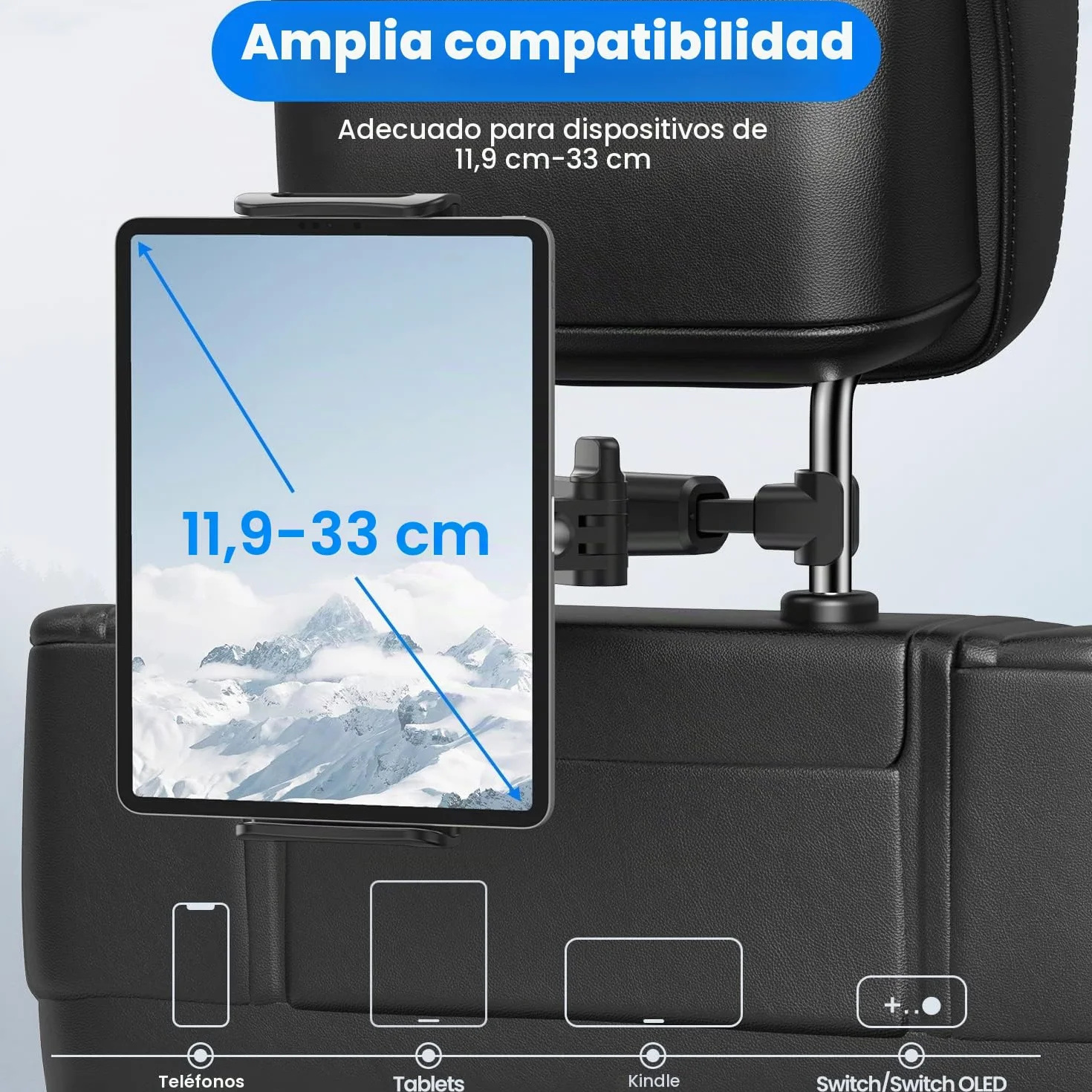 Soporte Tablet Coche, Soporte Reposacabezas para Tablet ,Soporte Tablet de Coche con Apoyo 360 Rotación para 4,7~13 Pulgadas iPad, iPhone, Galaxy Tab, Huawei Mediapad, Switch et d'autres Smartphones