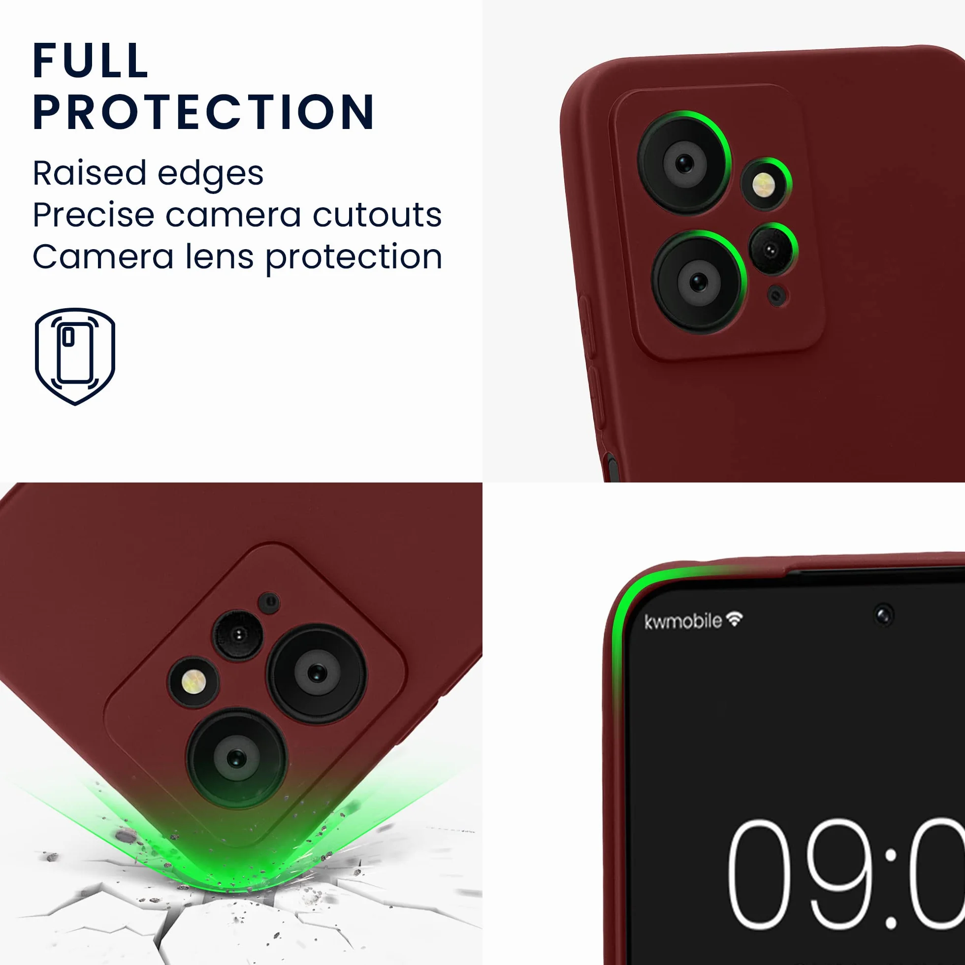 kwmobile Carcasa Compatible con Xiaomi Redmi Note 12 (4G) Funda - con Bordes elevados - Apto Carga inalámbrica - Violeta Burdeos Mate