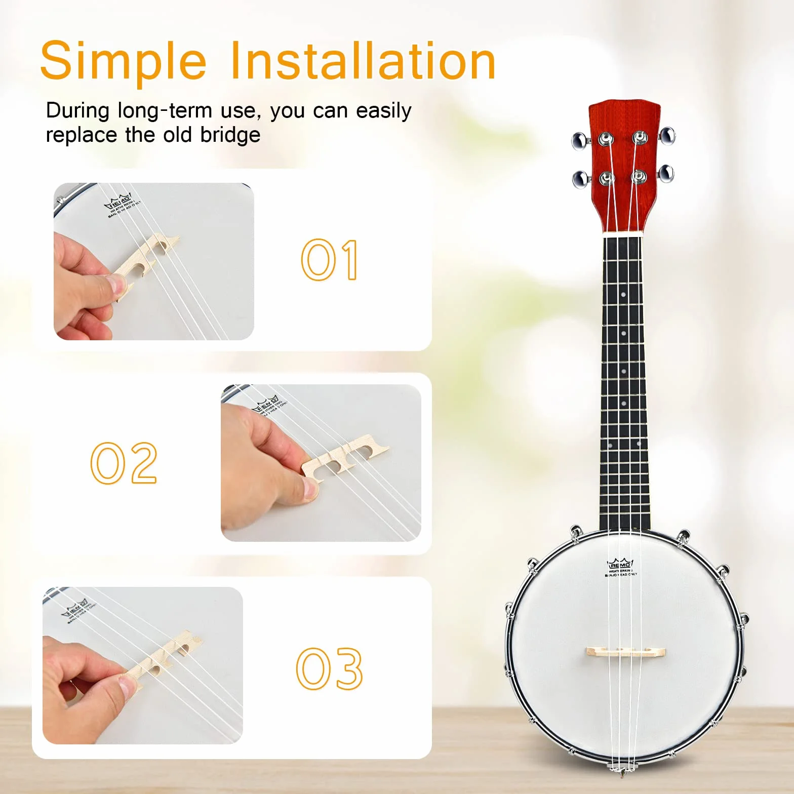 RELAX4LIFE Banjo de 4 cuerdas y 12 soportes portátil con bolsa, parte trasera sólida y cerrada y remo tambor, kit pequeño ukelele banjo de 62,5 cm, para niños, adultos, principiantes