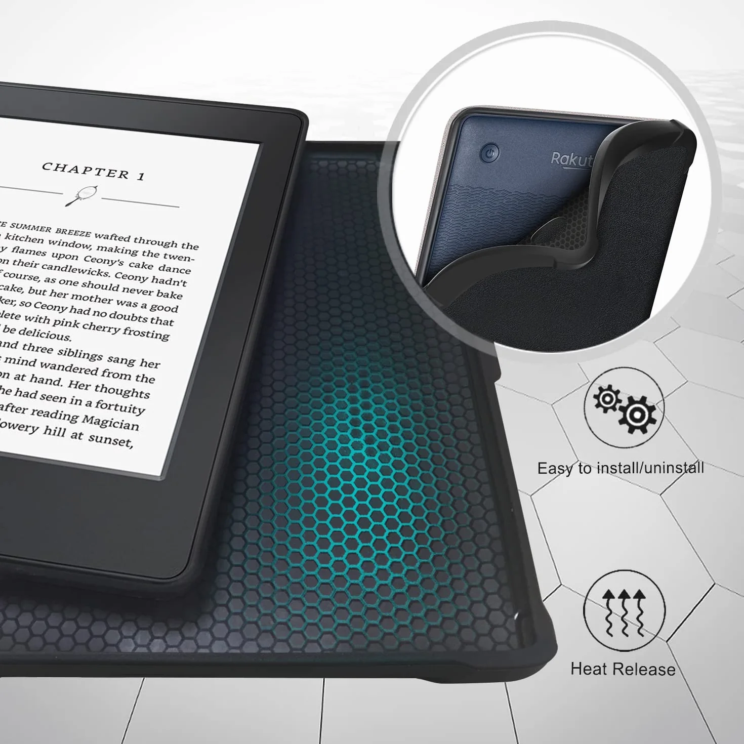 Funda Kobo Clara Colour 2024 / Kobo Clara BW 2024 / Kobo Clara 2E 2022, 6" ebook reader Sleep Cover, Negro