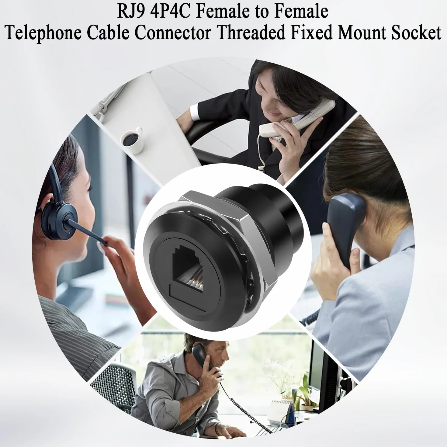 Adaptador RJ9 hembra a hembra 4P4C para cable telefónico montaje fijo Bulkhead Mount conector extensor 7,5 mm estrecho