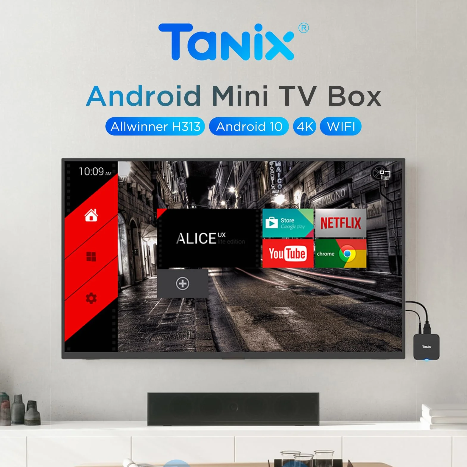 Android TV Box 10.0, 2GB RAM 16GB ROM, Allwinner H313 Quad-Core, WiFi, USB, 4K Smart TV Box