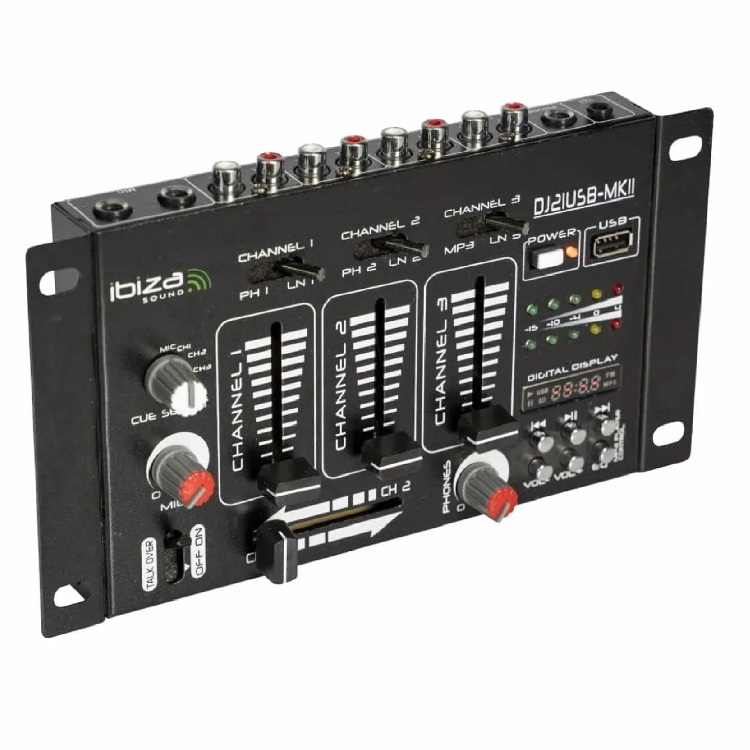 Ibiza - DJ21USB-MKII - Mezclador de 4 vías/7 canales con varias entradas - USB - Negro
