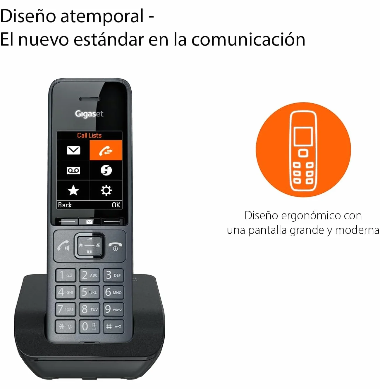 Gigaset COMFORT 520 Teléfono DECT Inalámbrico Negro Titanio Agenda Extra Grande