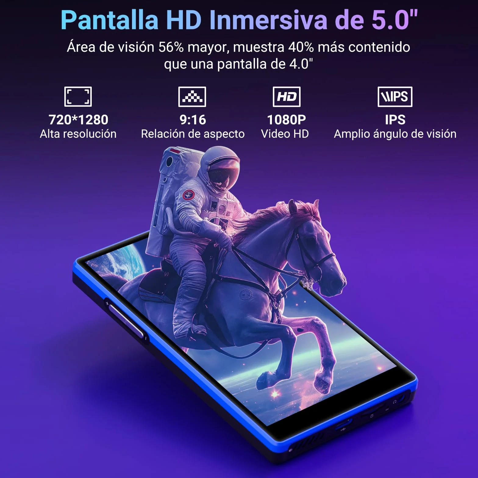 MECHEN 160GB Reproductor MP3 Spotify, 5,0 Pulgadas Android MP4 con Bluetooth y WiFi, Control Parental, Radio FM, Compatible con Amazon Music Deezer Audible (X52)