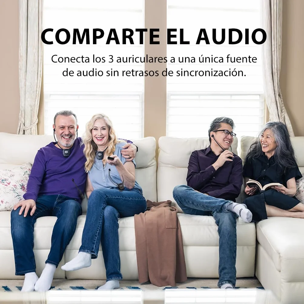 Avantree HT3831 – Auriculares TV Inalámbricos con Control de Volumen L/R, Ampliable hasta 10 Auriculares, Ideal para Familias