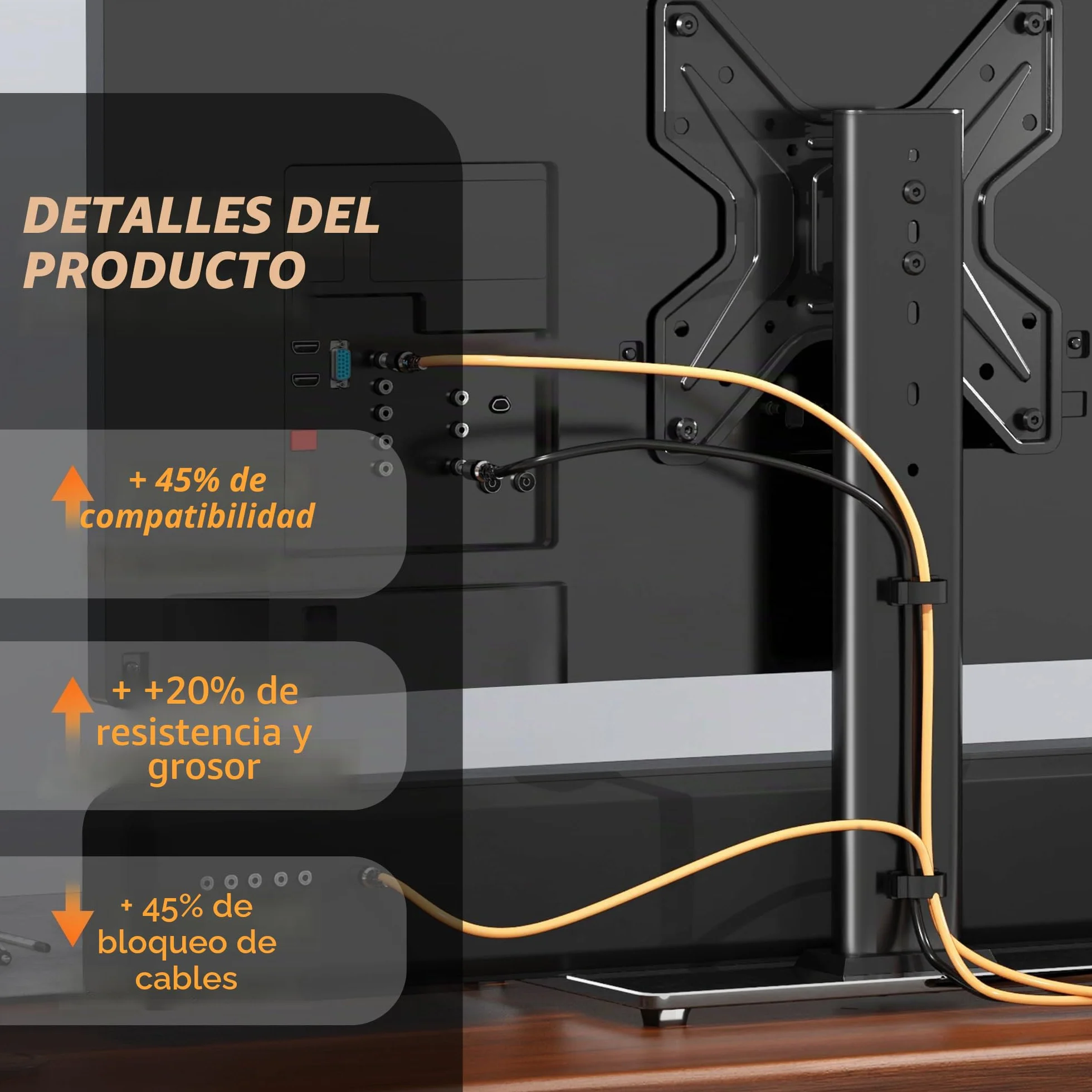 Soporte de TV giratorio universal XINLEI para televisores Samsung/LG de 17 a 43 pulgadas, altura ajustable 265-385 mm, carga 45 kg, VESA 200x200