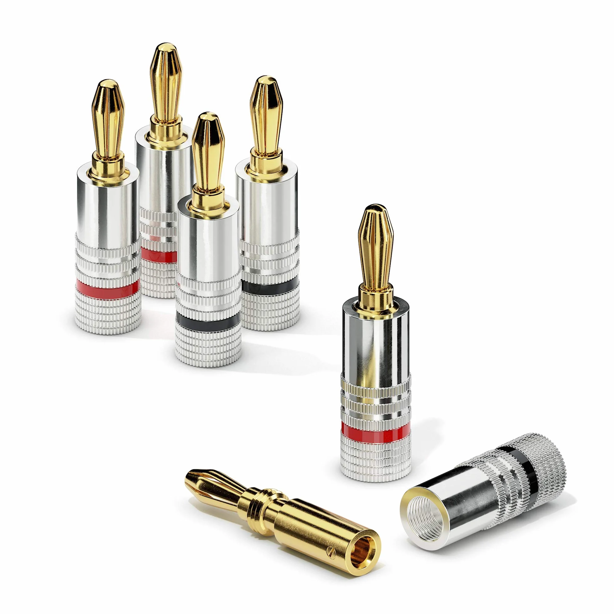 sonero® lote de 4 fichas bananas, verter todos los alambres de enceintes de un diámetro máximo de 6 mm², (12x rouge, 12x noir), plaqué o 24 quilates