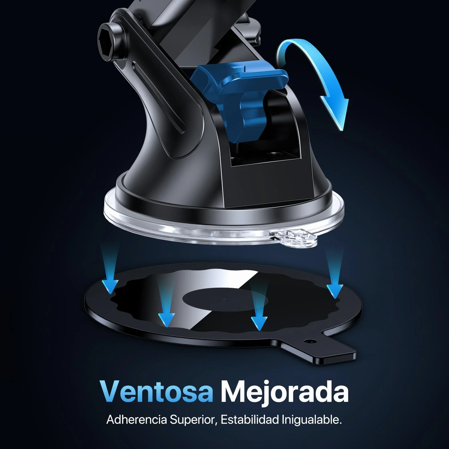 Miracase Soporte Movil Coche [Potente Ventosa& Gancho Doble Metálico] 3 in 1 Suporte Telemovel Carro para Parabrisas/Salpicadero/Ventilación de Aire, Soporte Teléfono Coche Universal para Smartphone