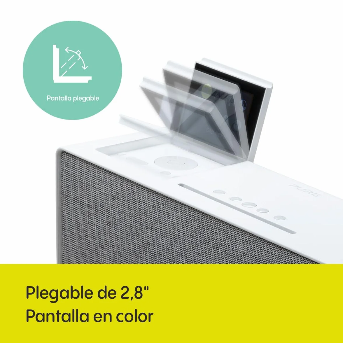 Sistema de música Pure Evoke Home All-In-One para el hogar (Radio Dab+/UKW, Radio por Internet, Podcasts, Spotify Connect, Bluetooth, CD y un Potente Sonido estéreo de 100 vatios), Blanco algodón