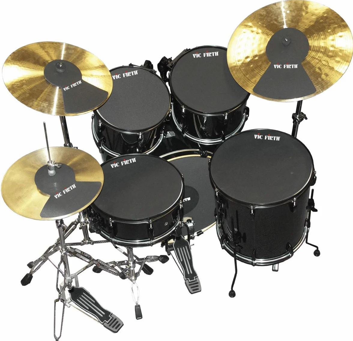 Vic FIrth - Práctica silenciosa - Kit de Silenciador para tambores - Tamaños de diámetro: 10”, 12”, 14”, 16", 22", HiHat and Platillos (x2)