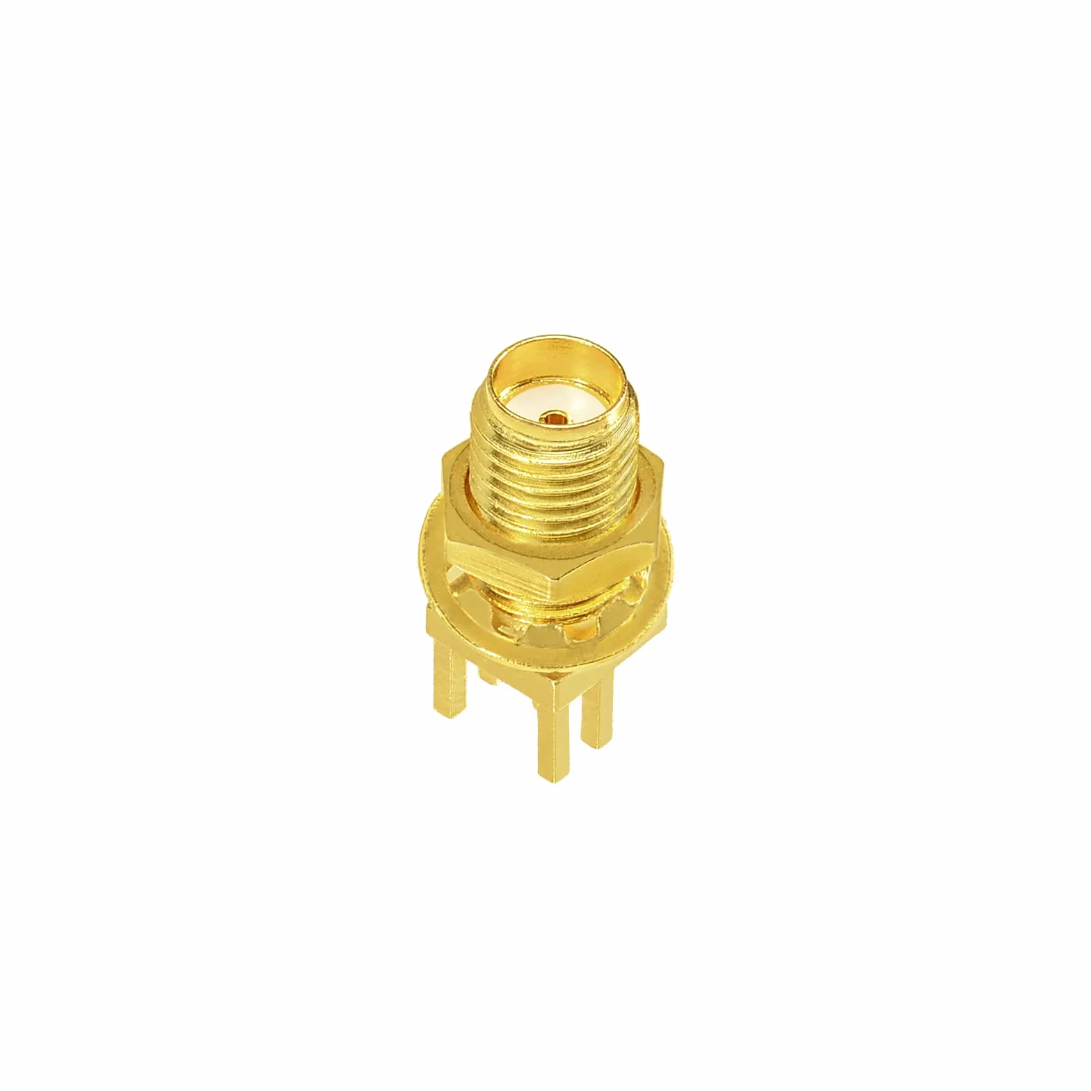 Superbat Conector SMA Hembra de Montaje en Borde de Panel PCB Soldadura 50 Ohm con 4 Pines Enchufe Recto Lanzamiento Final 0.062" para Módulo, Placa Si5351A, Antena PCB (10 Piezas)
