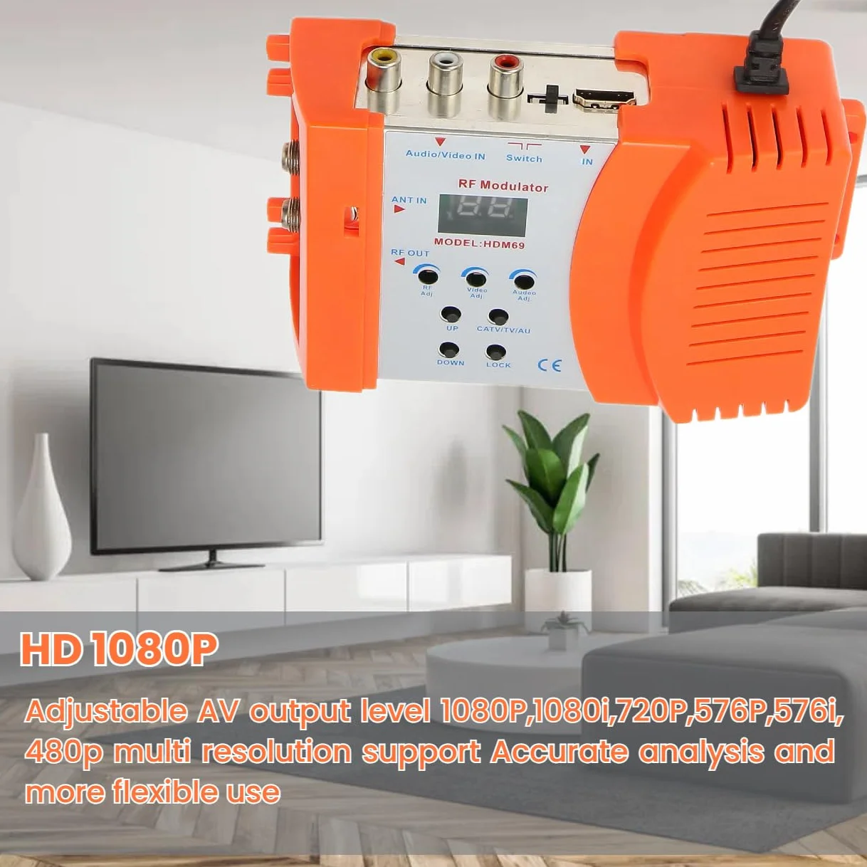 flexman Modulador HDMI, HD Multimedia Interface y AV a RF Modulador, HD 1080P Interfaz Multimedia, AV a RF Modulador HD Interfaz Multimedia RF Computadora de Frecuencia, Modulador Portátil Estándar