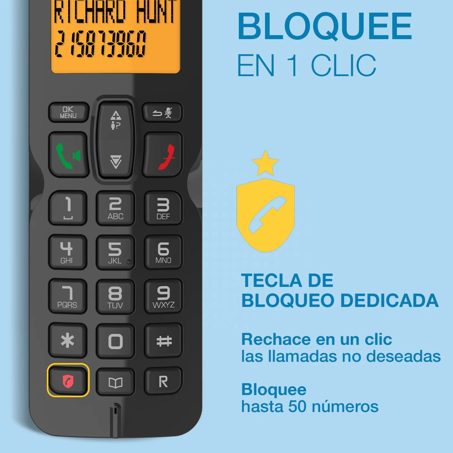 ALCATEL S280 Teléfono inalámbrico DECT Manos Libres Bloqueo de Llamadas Agenda 50 contactos Negro