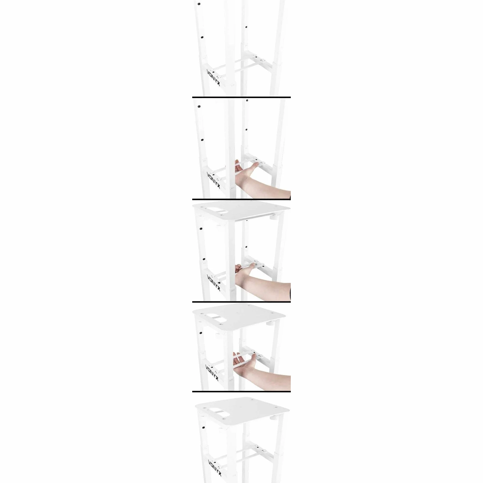 Vonyx DJP165 Soporte Universal para Altavoces - También Adecuado para Efectos de iluminación, Productos, etc. - Incluye Cubierta Blanca y Negra - Altura Regulable