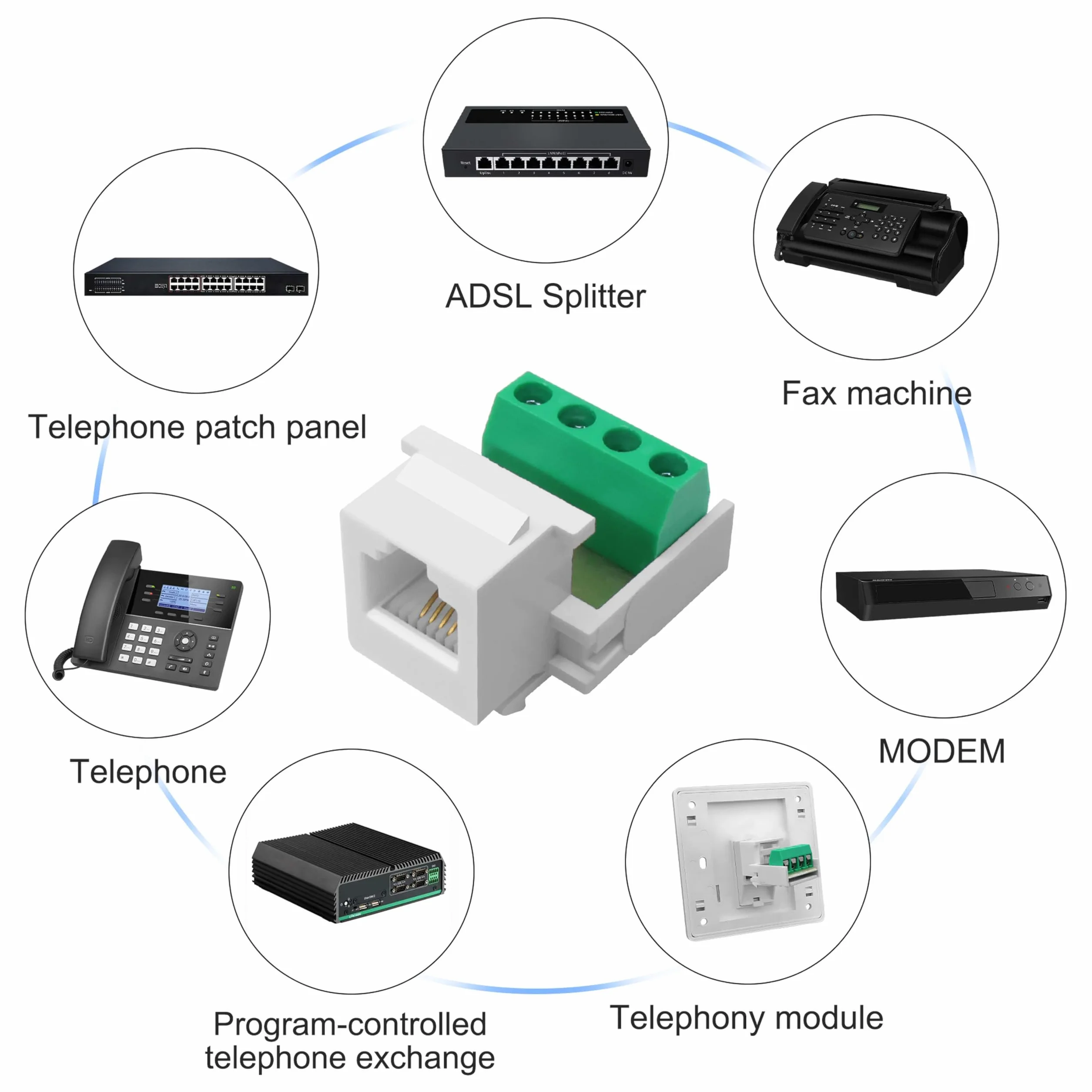 Módulo de teléfono CAT3 RJ11 6P4C hembra a 4 pines, adaptador de terminal, conector de línea telefónica - 5 unidades