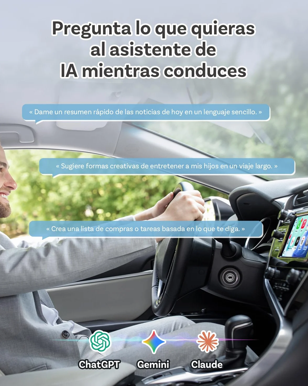 OTTOCAST Play2Video Ultra, 3 en 1 Caja AI para Netflix/Youtube/Prime Video, Adaptador CarPlay inalámbrico y Android Auto con USB, Wi-Fi Dual Band, Bluetooth 5.4, Baja Latencia, 4GB+32GB, Plug & Play