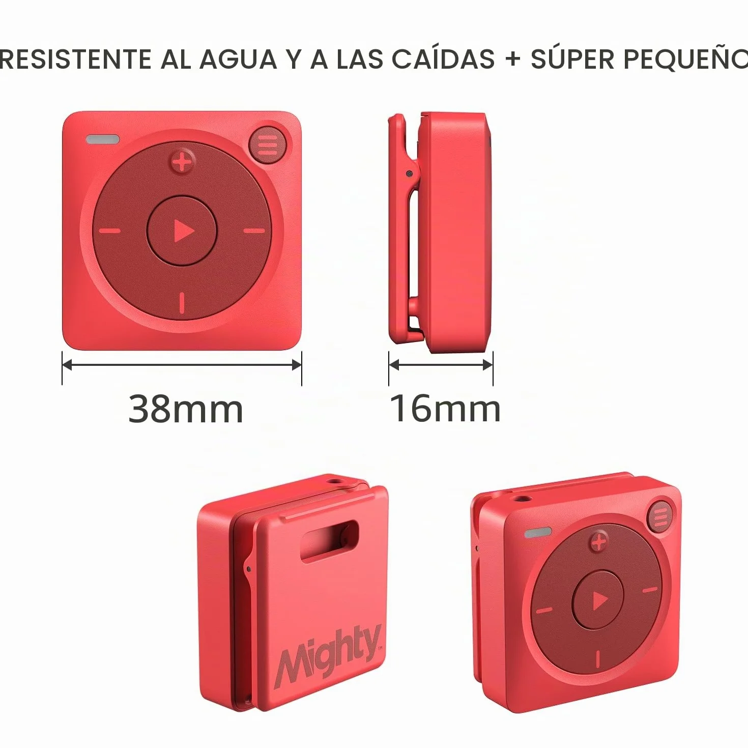 Mighty 3 Reproductor de Música Amazon sin Pantalla sin Conexión Auriculares Bluetooth Rojo
