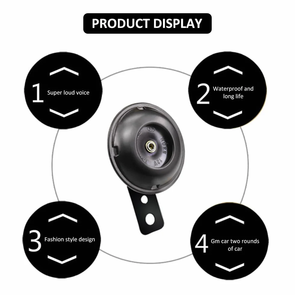 Claxon 12V Moto Bocinas,Claxon Moto 12V Potente Bocinas,Motocicleta Universal Horn Bocina,para Scooters,Triciclos,Negro