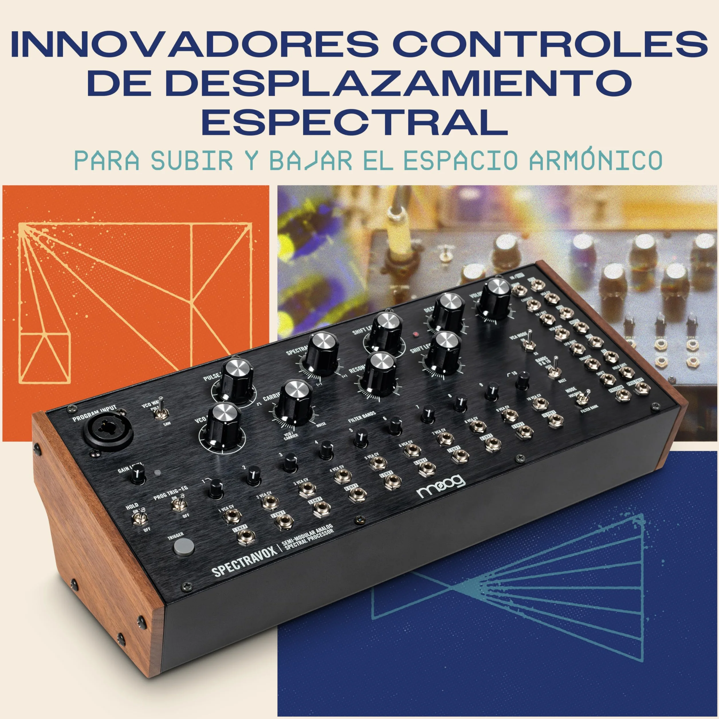 MOOG Spectravox - Procesador Espectral Analógico Semimodular con Banco de Filtros CV/Vocoder, Oscilador Controlado por Voltaje y Salida de Auriculares