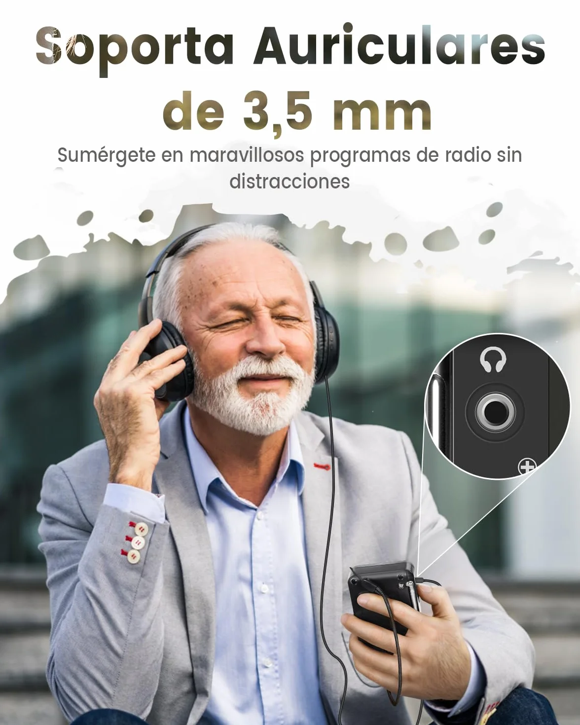 PRUNUS J-167 Am/SW/FM Radio Portatil Pequeña Recargable, Transistor Radio de Bolsillo con Excelente Recepción, Carga USB-C, con Toma de Auriculares, para Correr, Caminar, Viajar.
