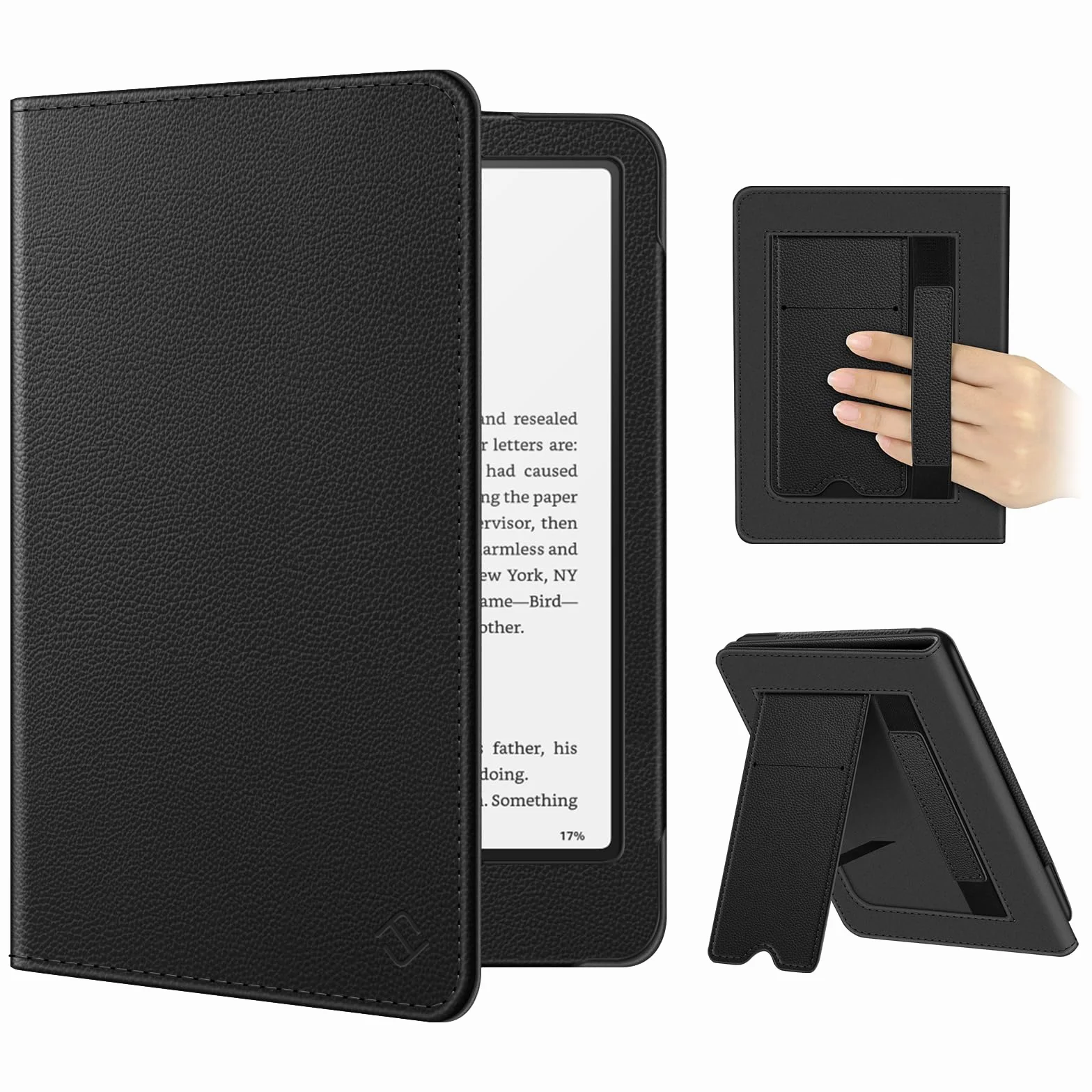 Funda para Kindle Paperwhite 7" (12ª Gen 2024) y Kindle Colorsoft Signature Edition, Piel sintética Plegable con Soporte, Ranura para Tarjeta, Negro