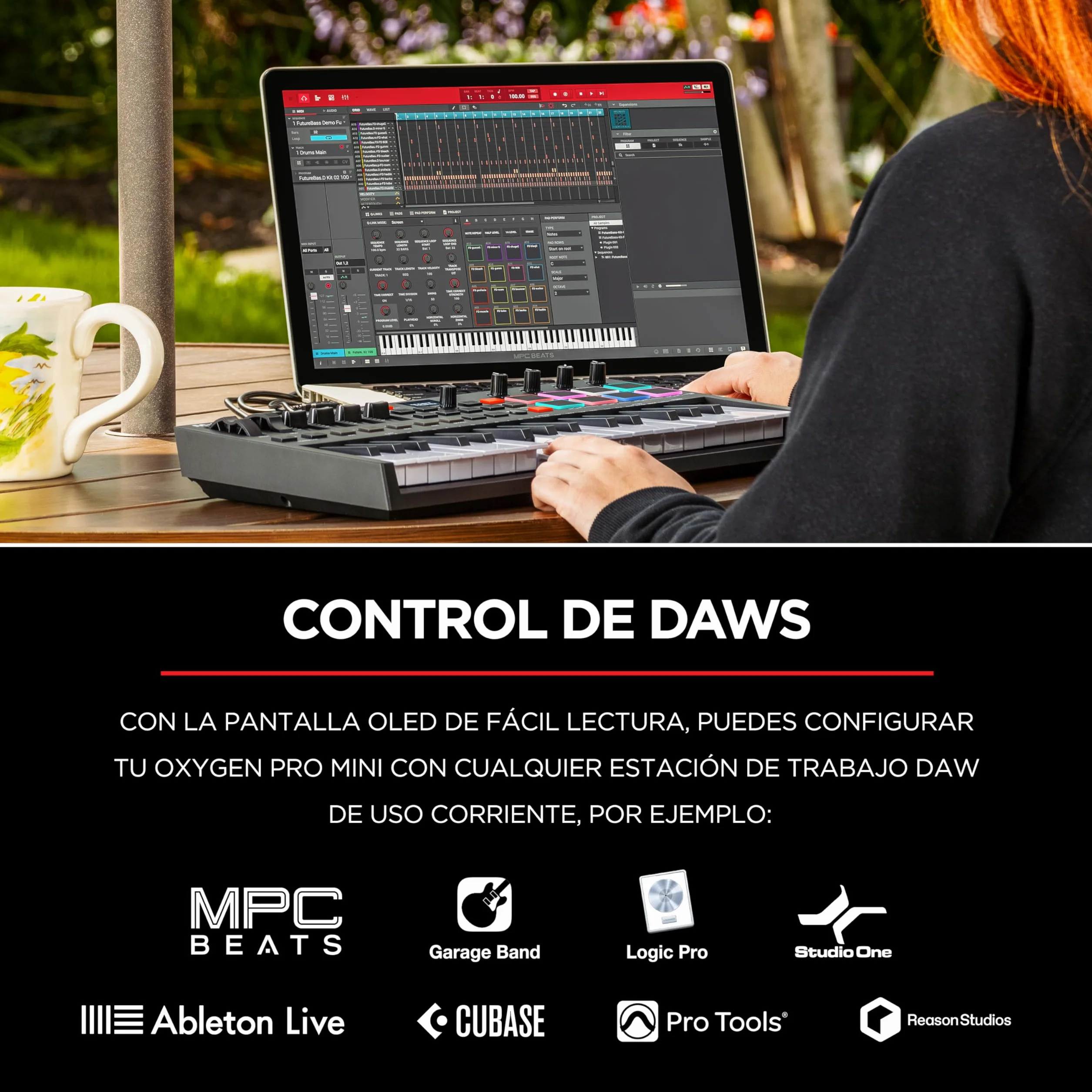 M-AUDIO Oxygen Pro Mini 32-Key USB MIDI Keyboard Controller para MacOS y WinOS, con Beat Pads, asignables perillas y faders, y Native Instruments Sound Pack (NKS Integración)