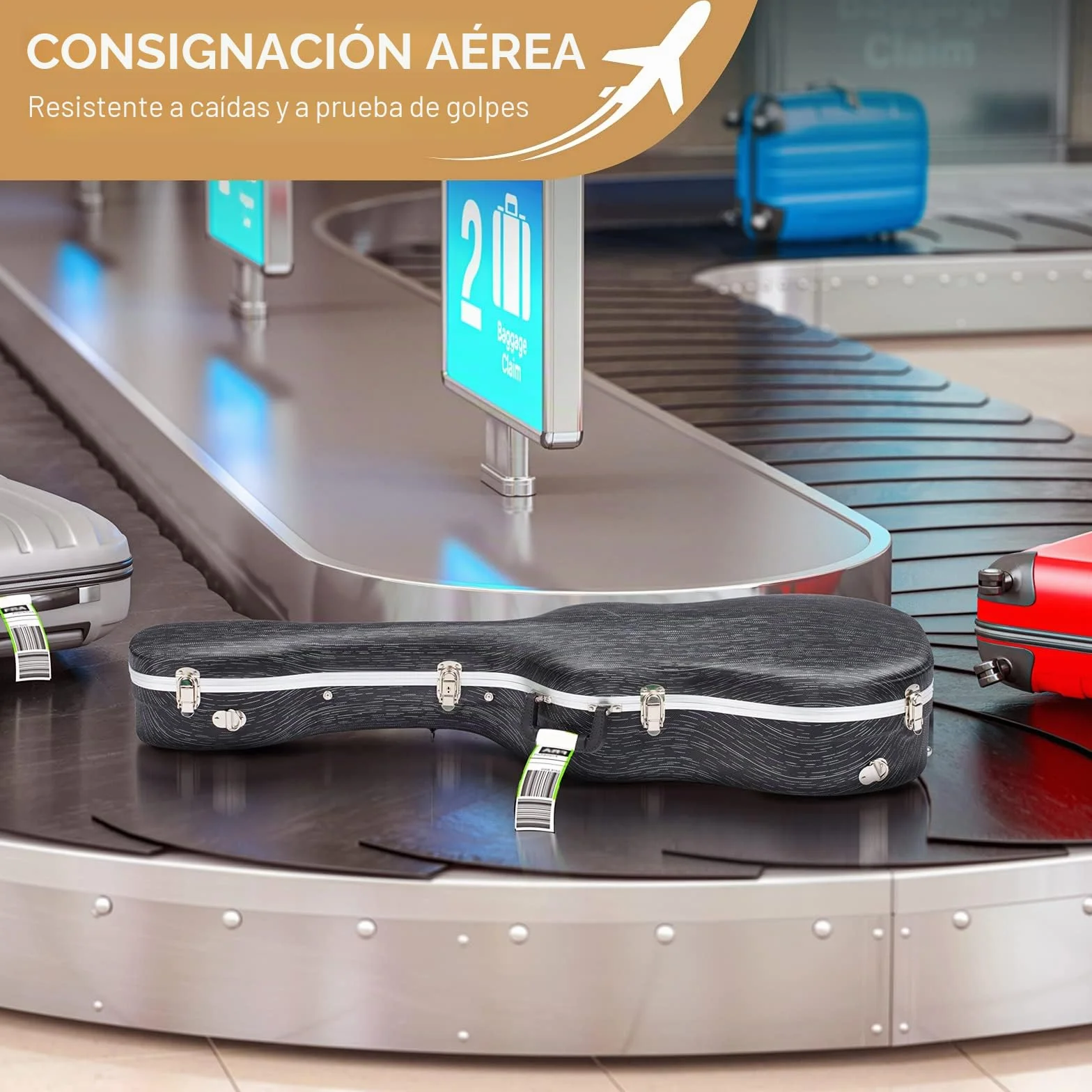CAHAYA Maleta para Guitarra acústica, Funda Negra de ABS Resistente al Agua, 1,5 cm de Grosor, Acolchado Adecuado para Guitarra de 41 Pulgadas