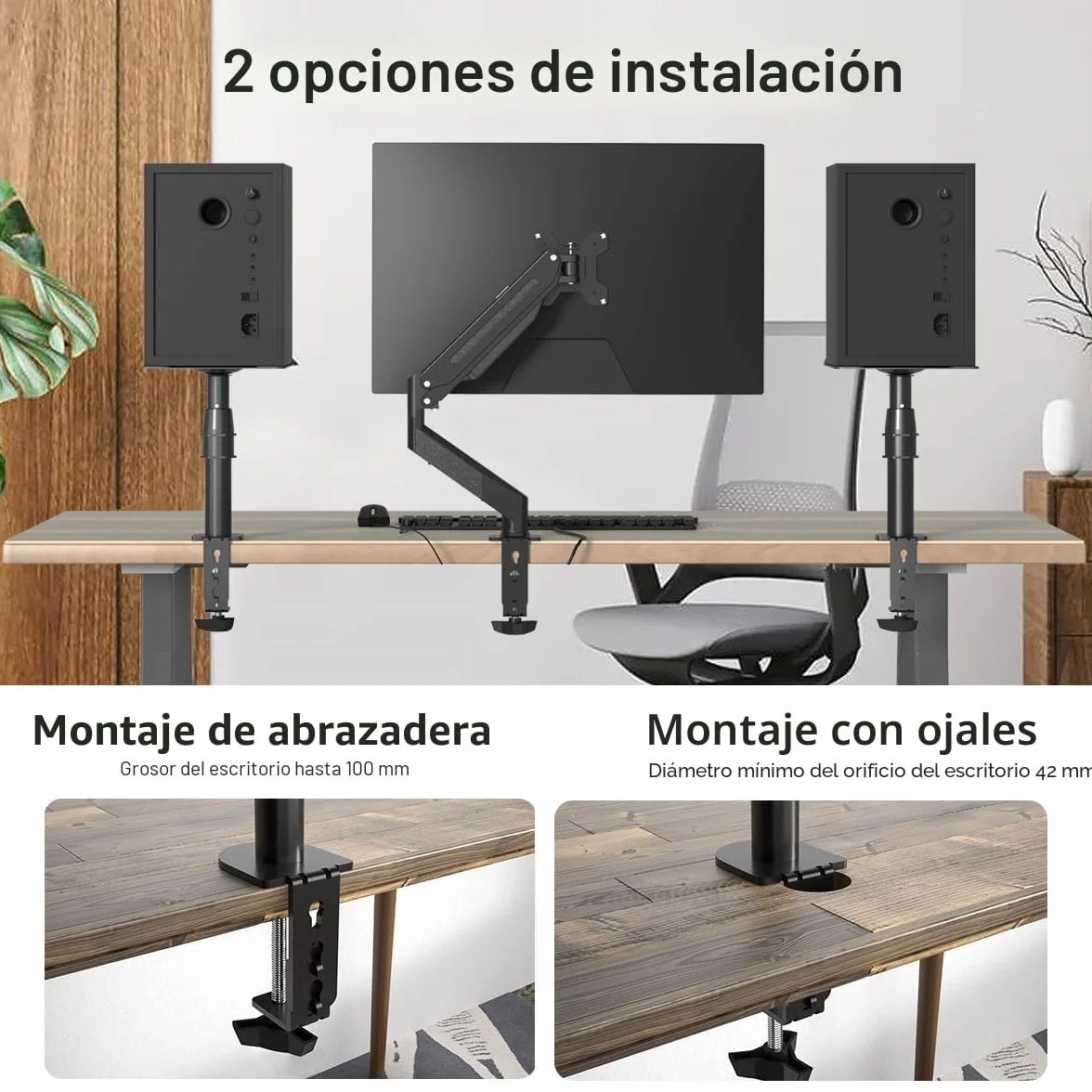 Suptek Soporte Altavoz Universal Giratorio e Inclinable para Barra de Sonido y Altavoces de Estantería, Paquete de 2, Máx 15 kg, Negro