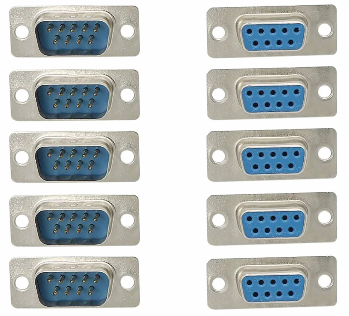 GTIWUNG 10 Piezas Conector de Serie DB9 Pin Macho Conector, DB9 Conector Hembra en Serie y Capucha de Plástico/Carcasa, RS232 Macho Hembra
