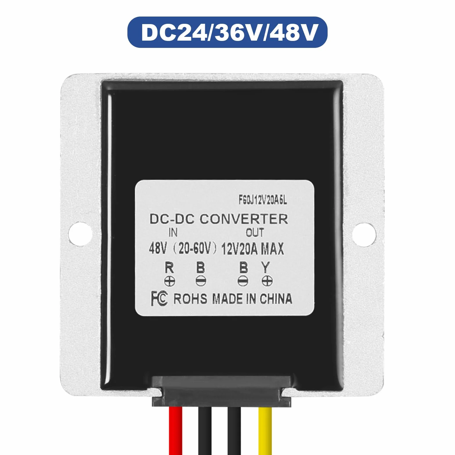 Convertidor Reductor DC 36V 48V 60V a 12V 20A 240W, IP67 Impermeable Regulador de Voltaje de Coche, Buck Converter Módulo Fuente Alimentación