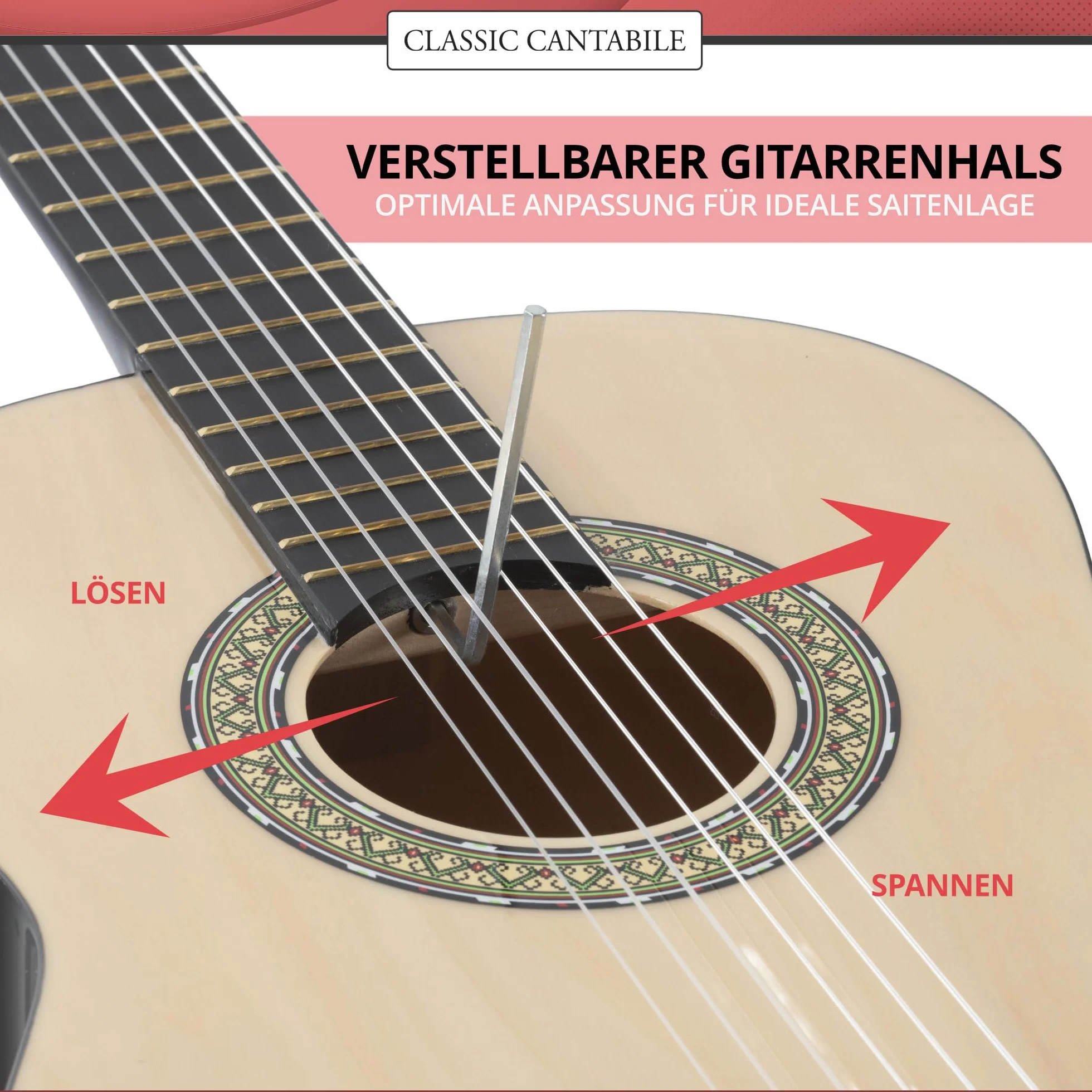 Classic Cantabile Acoustic Series AS-851-L Guitarra Clásica 7/8 para zurdos SET de inicio (guitarra de concierto, funda/bolsa, escuela, CD, DVD, púas, cuerdas, afinador) natural