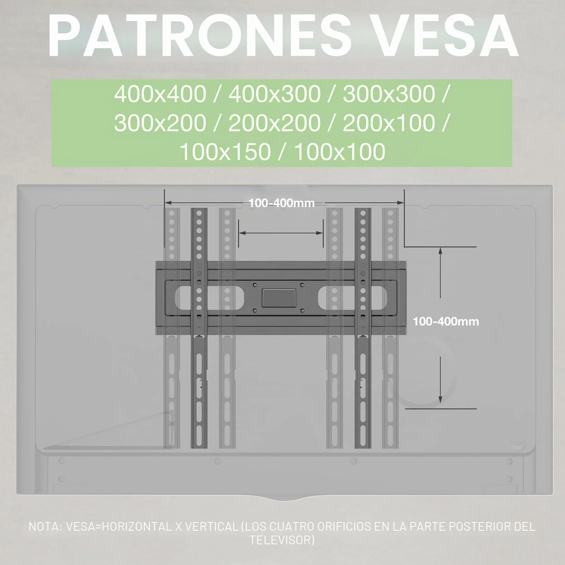 Soporte de Pared para TV 32-65 Pulgadas VESA 400x400mm Inclinación Giratoria 40 kg