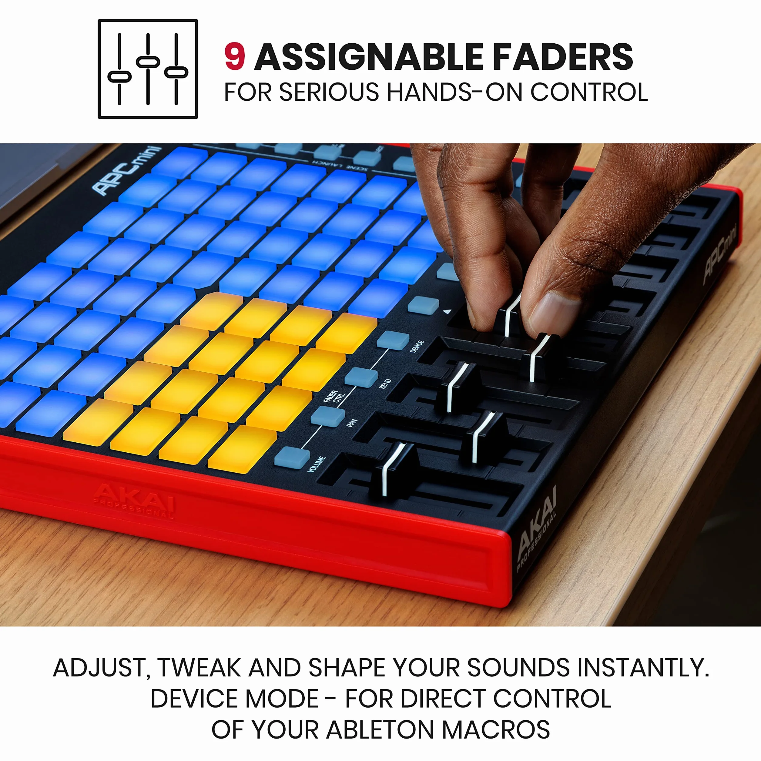 Akai Professional APC Mini MK2 - Controlador MIDI USB para Lanzar Clips con Ableton Live, 64 Pads, Modalidad Nota y Batería, Mesa de Mezclas MIDI