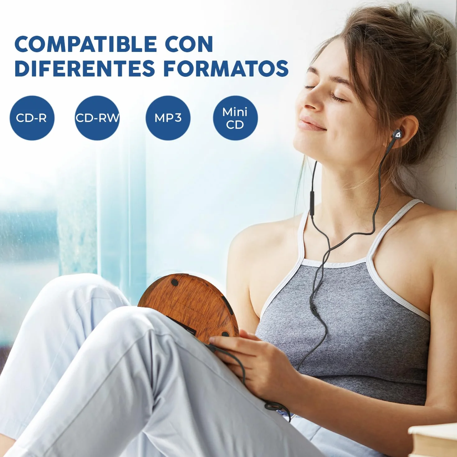 KLIM Discman Reproductor CD Portátil con Batería Interna - CD Player Mini Compacto Personal Compatible CD-R CD-RW MP3
