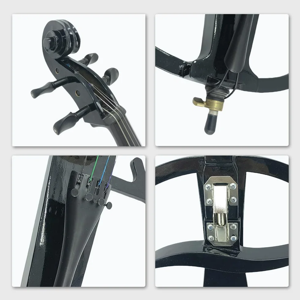 Juego de violonchelo eléctrico de tamaño completo 4/4 para principiantes (incluye bolsa ligera para violonchelo, auriculares estéreo, lazo de violonchelo premium, puente, colofonia) para