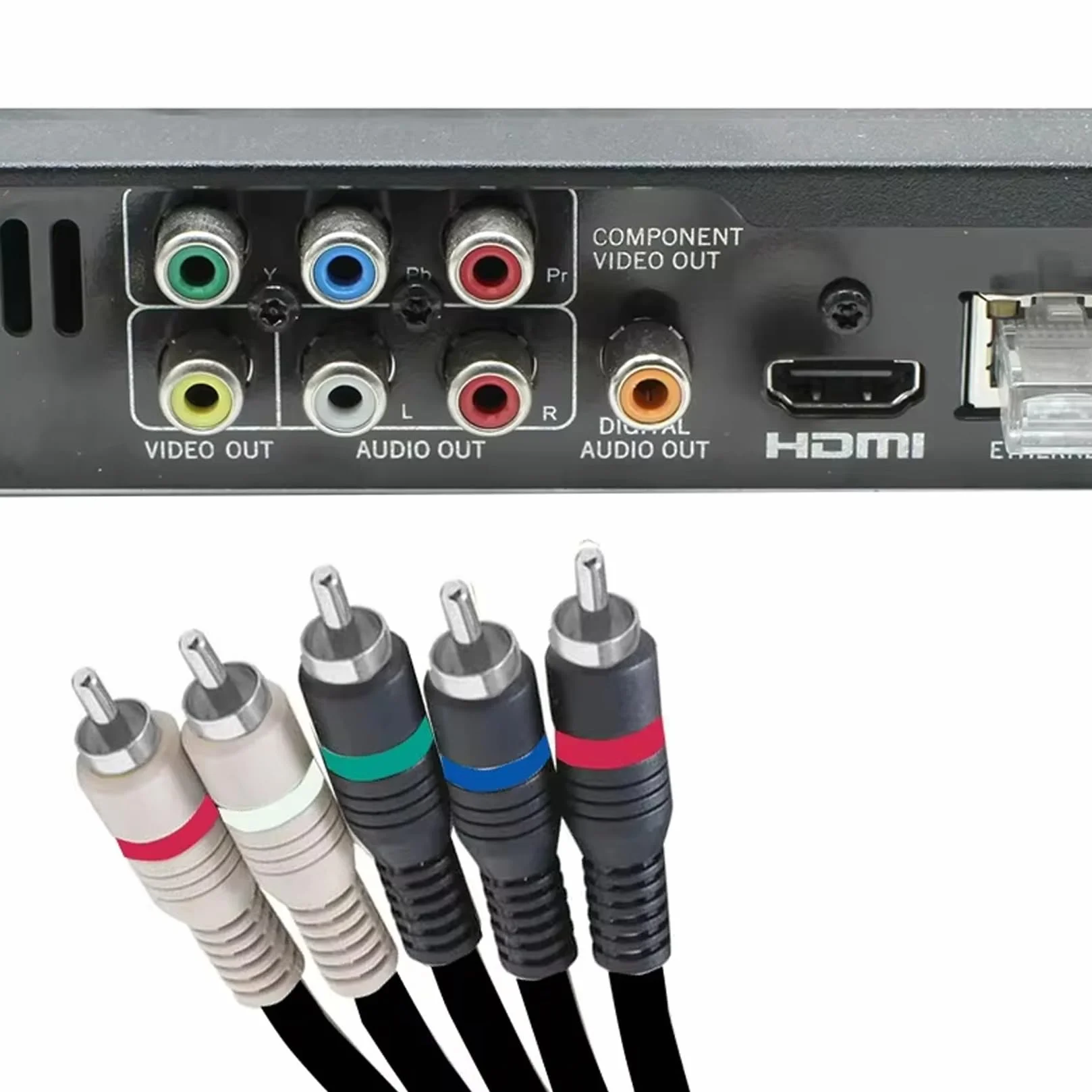 5 cables RCA de 6 pies, cable de componente RCA divisor de audio y video, YPbPr RGB AV cable 1080i macho/macho para DVD, STB, TV Box, HDTV, 1,8 m