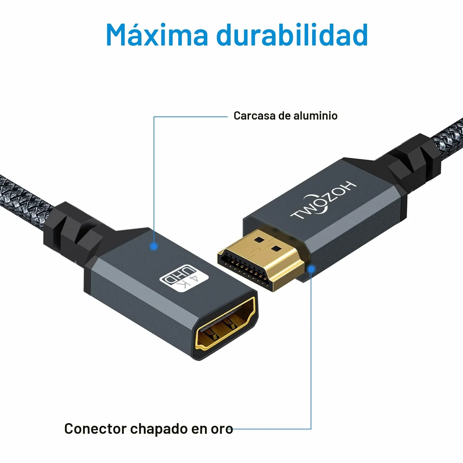 Twozoh - Cable alargador HDMI, Cable HDMI Macho Hembra corto de alta velocidad 3D, 4K@60Hz, 1080P (30CM)